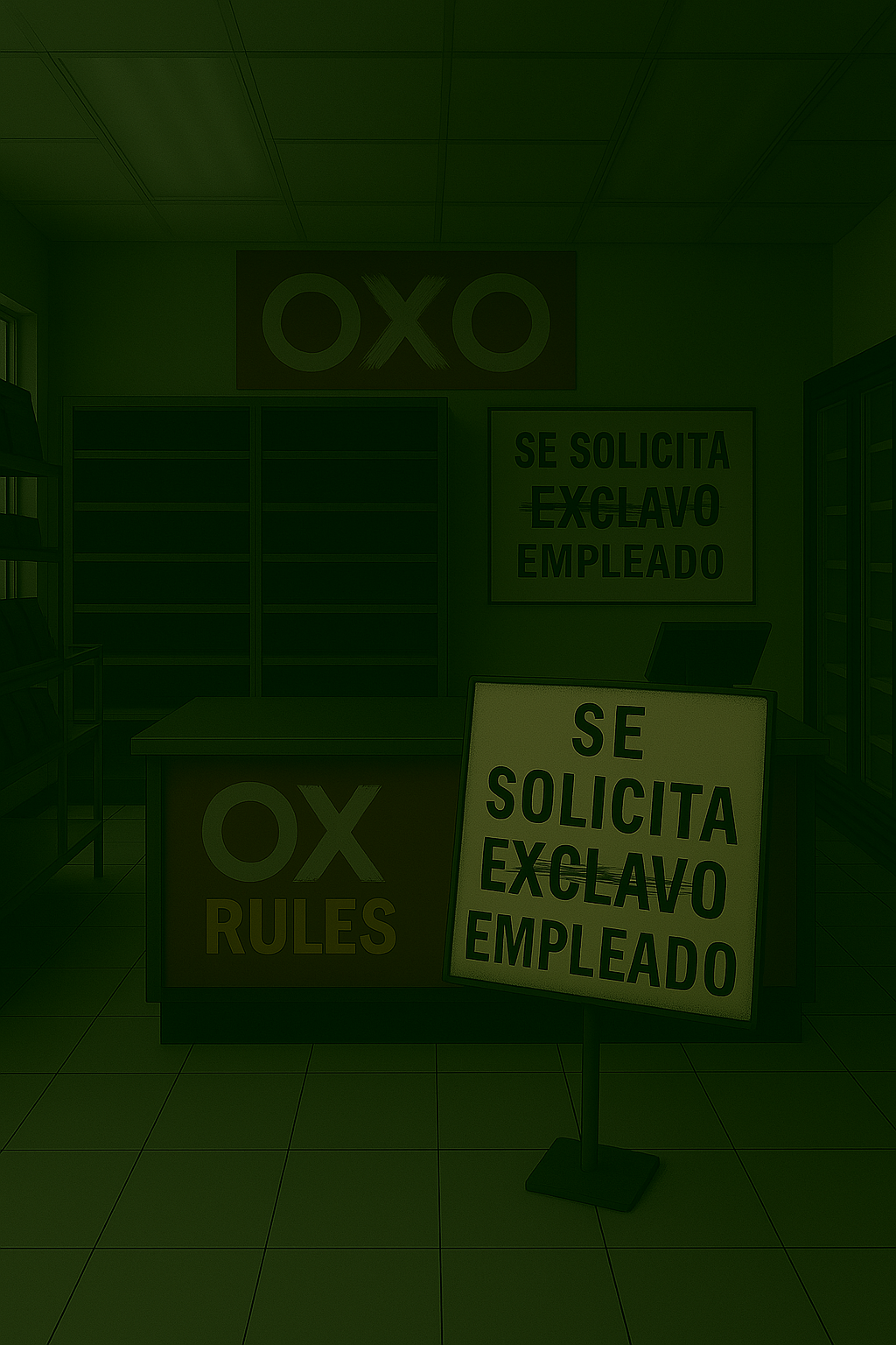 Interior de tienda Oxxo vacía